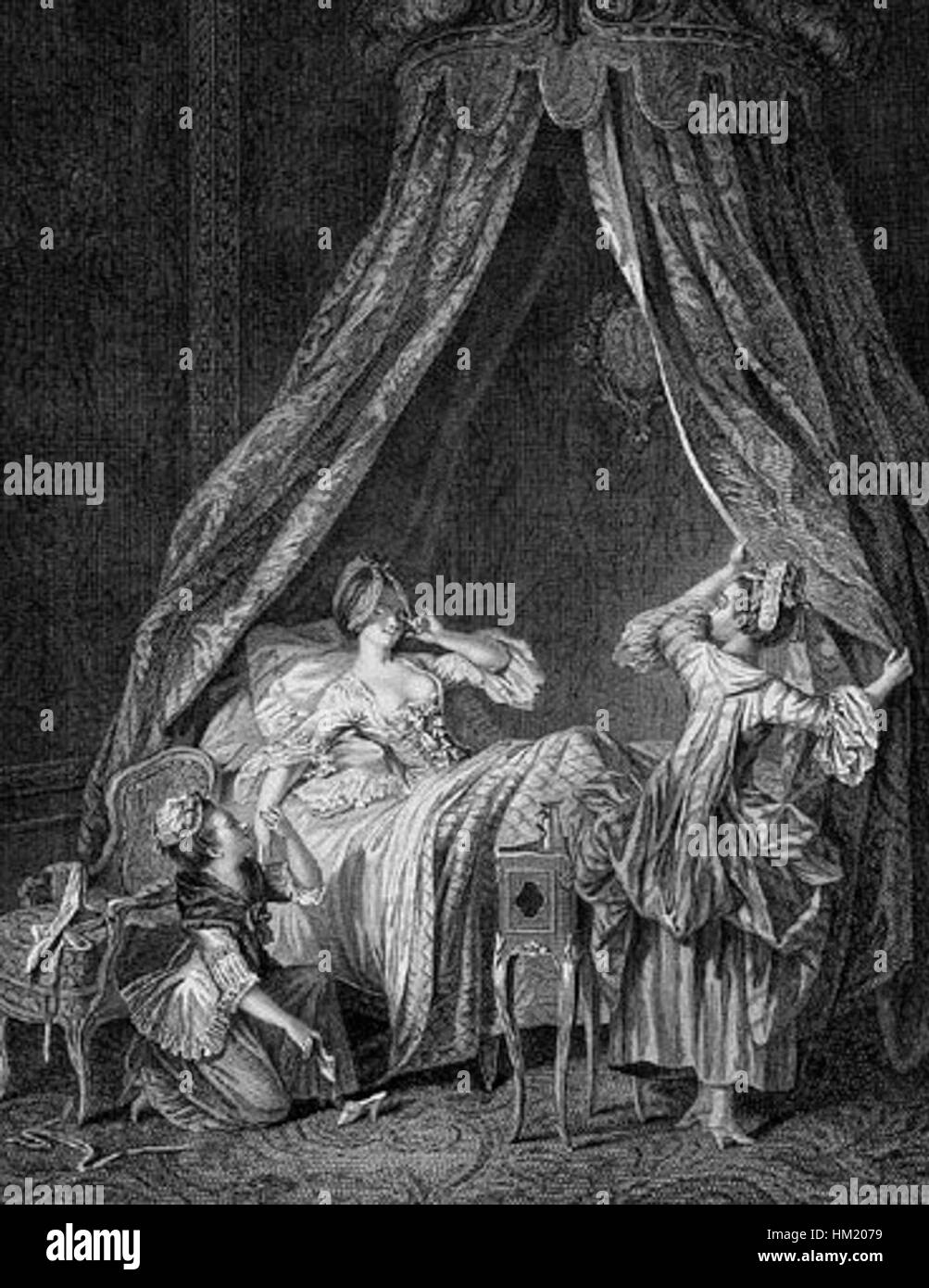 „Le Lever“ ist eine klassische Darstellung des Morgenrituals des französischen Hofes und unterstreicht die aristokratische Tradition des Aufstiegs mit Anmut und Pracht im 18. Jahrhundert. Das Gemälde fängt den Luxus und die Eleganz des französischen Königshauses während der Rokoko-Zeit ein. Stockfoto