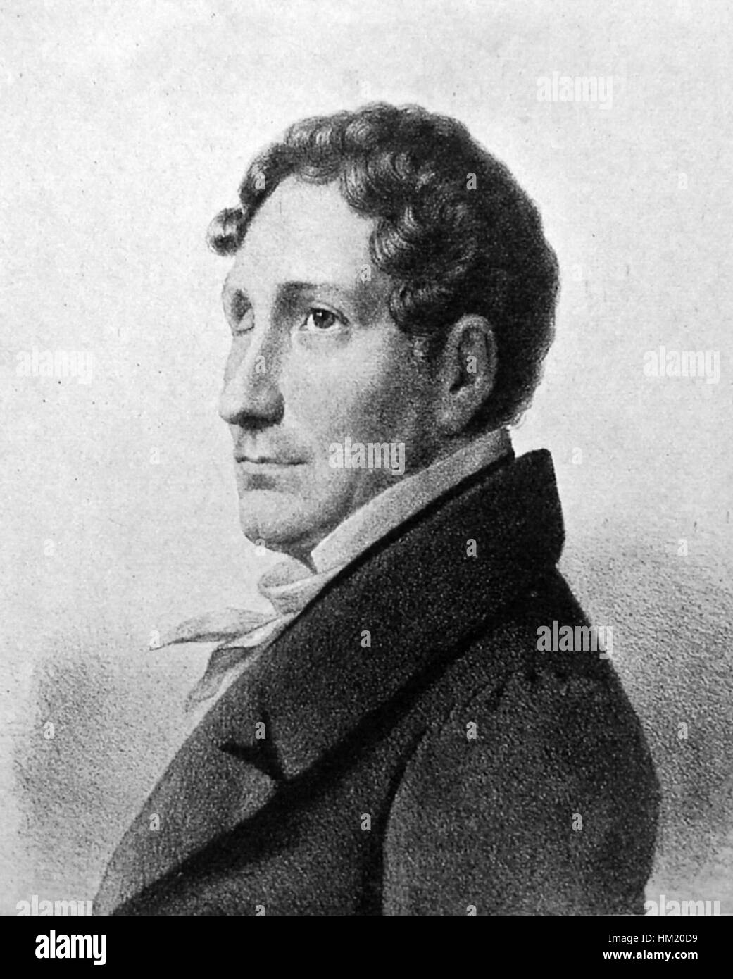 Friedrich Kuhlau, ein deutscher Komponist und Pianist des frühen 19. Jahrhunderts, ist vor allem für seine Beiträge zur Klaviermusik und seine Rolle bei der Entwicklung der deutschen Romantik bekannt. Seine Werke sind bekannt für ihre elegante Struktur und ihren melodischen Reichtum. Stockfoto