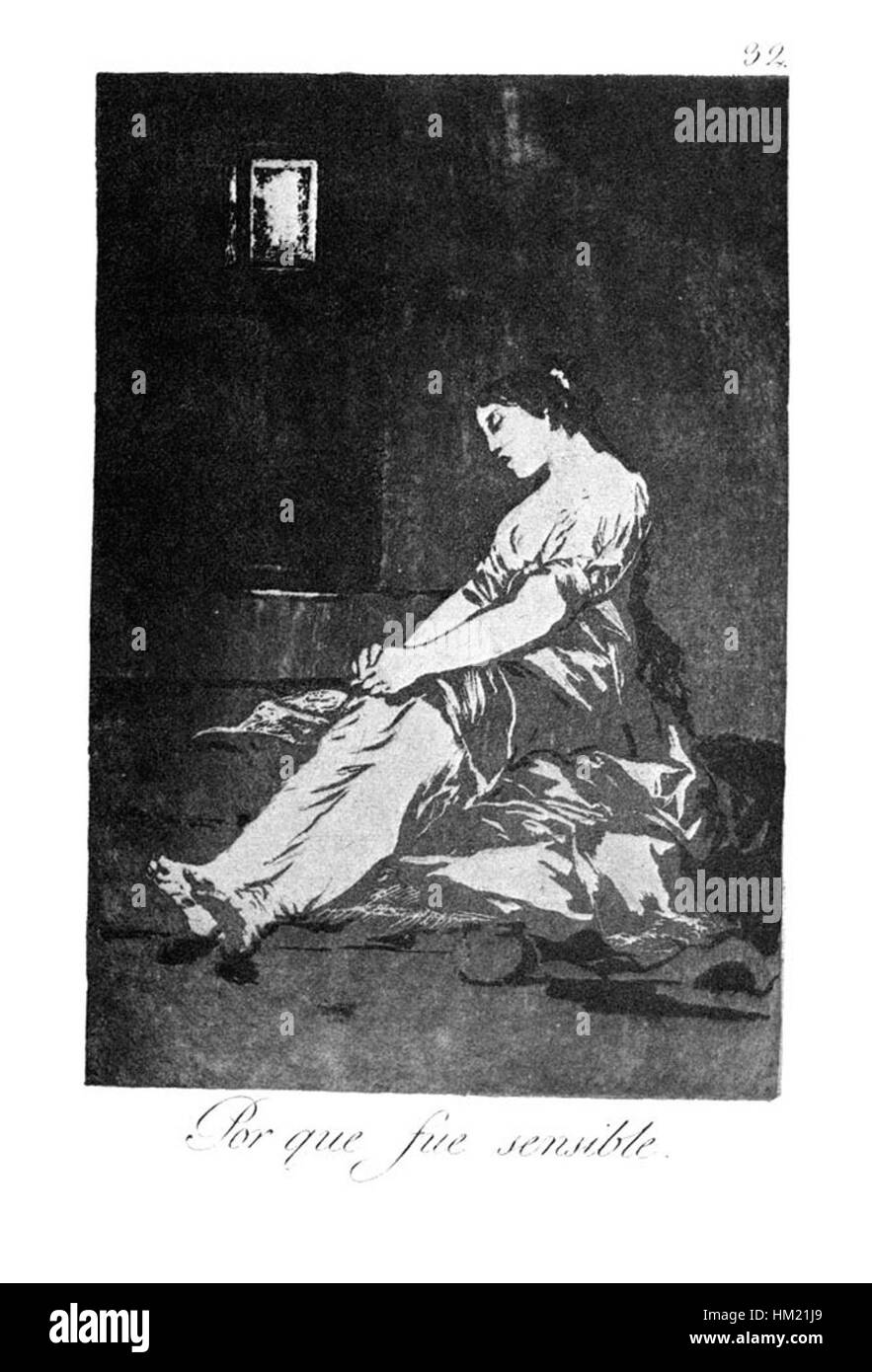 Goyas *Caprichos* (32) ist Teil einer Serie von Radierungen, die 1799 entstanden sind und die satirische Sicht des Künstlers auf die Gesellschaft widerspiegeln und sich auf politische, soziale und religiöse Themen konzentrieren. Diese Arbeit betont die irrationalen und absurden Aspekte menschlichen Verhaltens und stellt Autorität und Tradition während der turbulenten Zeit Spaniens um die Wende zum 19. Jahrhundert in Frage. Stockfoto