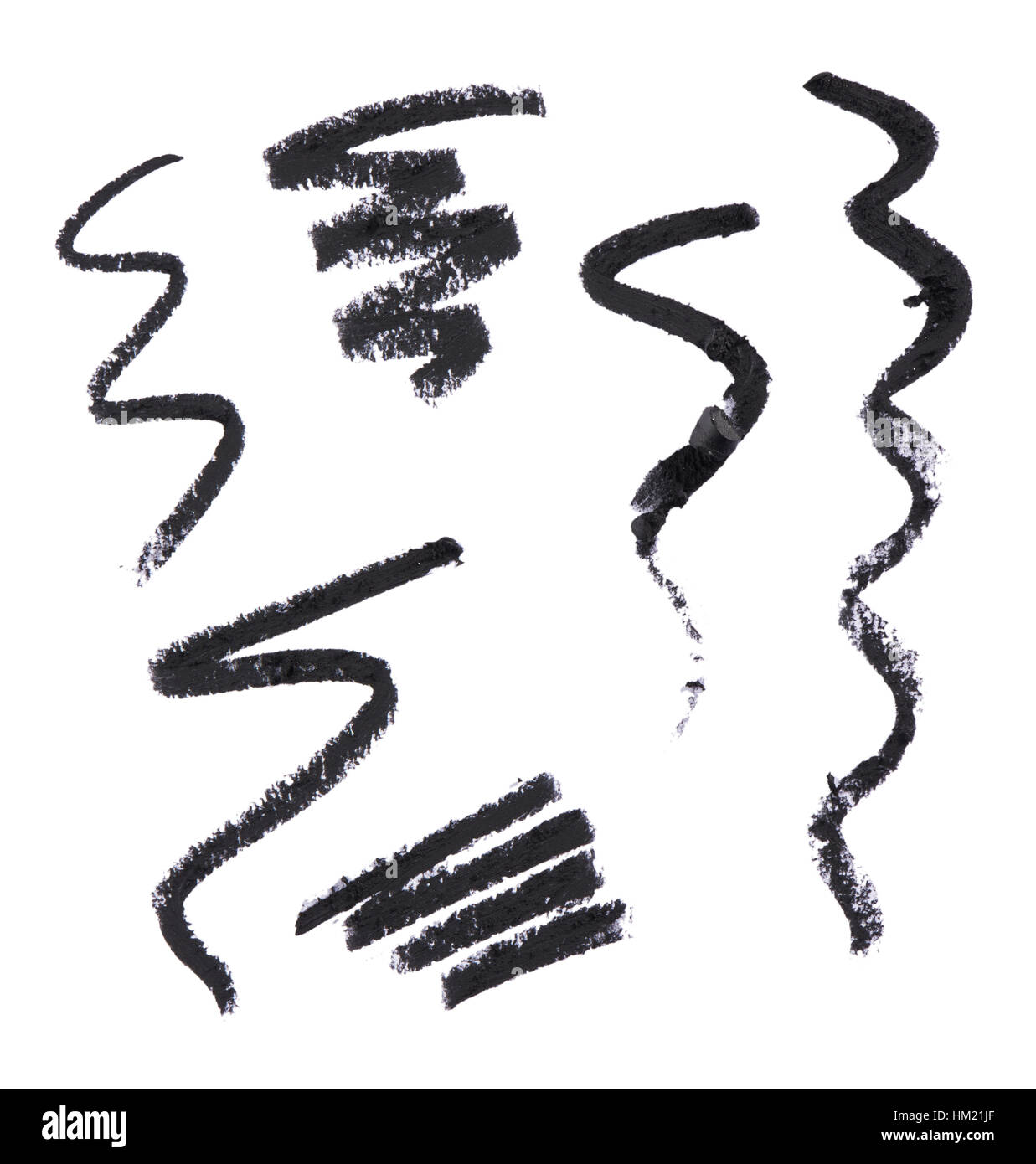Eine Auswahl an Ausschneiden Schönheit Bilder von schwarzen Make-up oder Eyeliner Bleistift Proben. Stockfoto