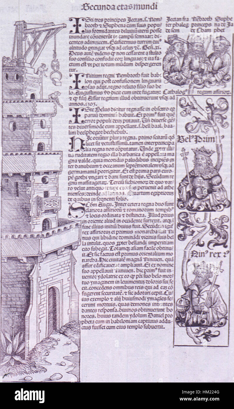 Hartmann Schedel. HIEROSOLIMA. Nürnberg; Anton Koberger. 20 x 23 cm. 1493. Auf der Rückseite Stockfoto