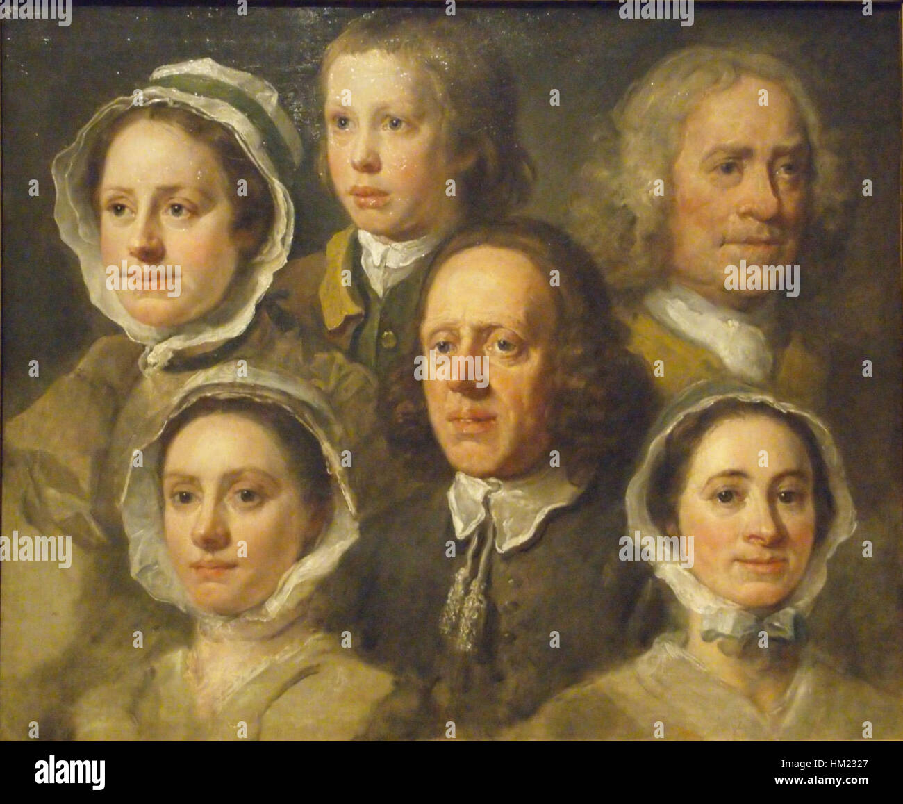 Das Gemälde „die Servants“ von William Hogarth veranschaulicht eine Szene aus dem 18. Jahrhundert und bietet einen satirischen Kommentar über die soziale Klasse und das häusliche Leben. Hogarths scharfer Blick fürs Detail und seine Beherrschung der narrativen Malerei erwecken die Komplexität des Alltags während der georgischen Ära zum Leben. Stockfoto