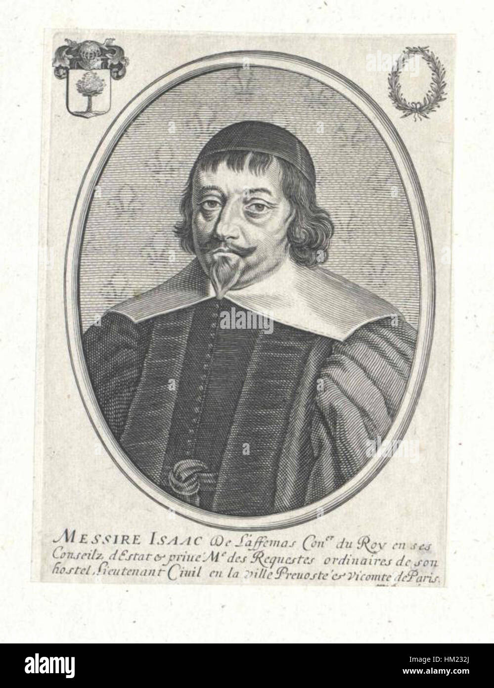 Ein Gemälde von Isaac de Laffemas, bekannt für seine detaillierten und ausdrucksstarken Werke. In seiner Kunst wurden oft historische Szenen aufgenommen, die lebendige Farben und akribische Kompositionen miteinander vermischten, um die Vergangenheit mit Genauigkeit und Tiefe darzustellen. Stockfoto