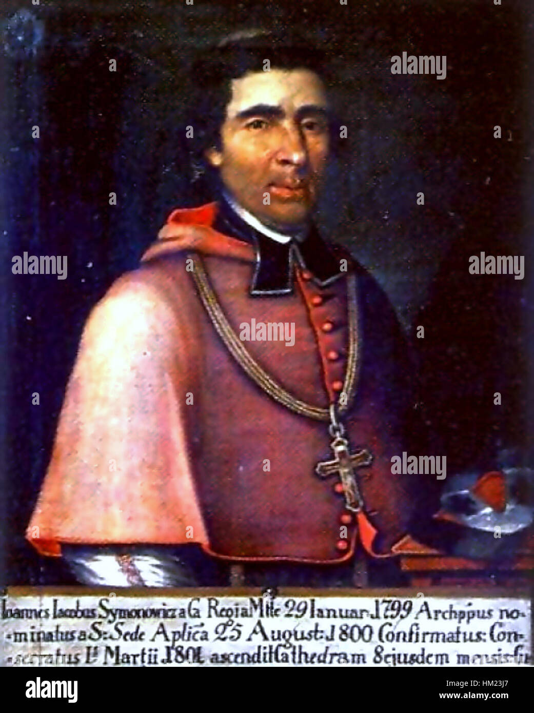 Ein historisches Porträt von Jan Jakub Symonowicz, das die detaillierte Darstellung des Bildes dieser Figur und seinen Beitrag zur europäischen Kunst zeigt. Stockfoto