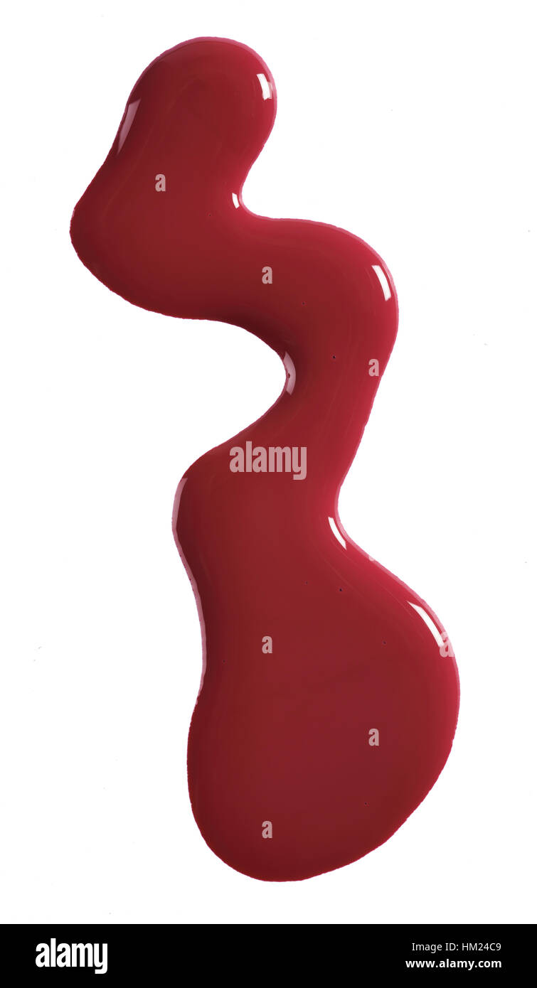 Einen Ausschnitt der Schönheit Bild einer Stichprobe von rotem Nagellack oder Lack. Stockfoto
