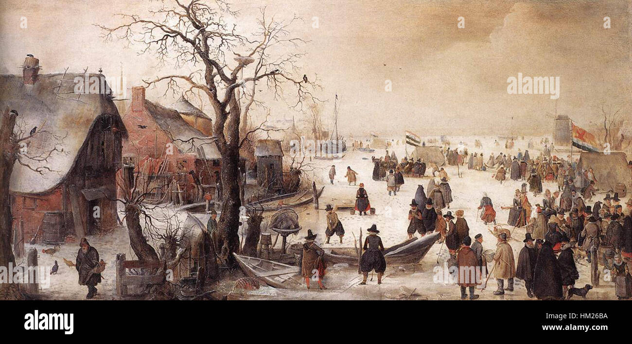 Hendrick Avercamp Winter-Szene auf einem Kanal Stockfoto