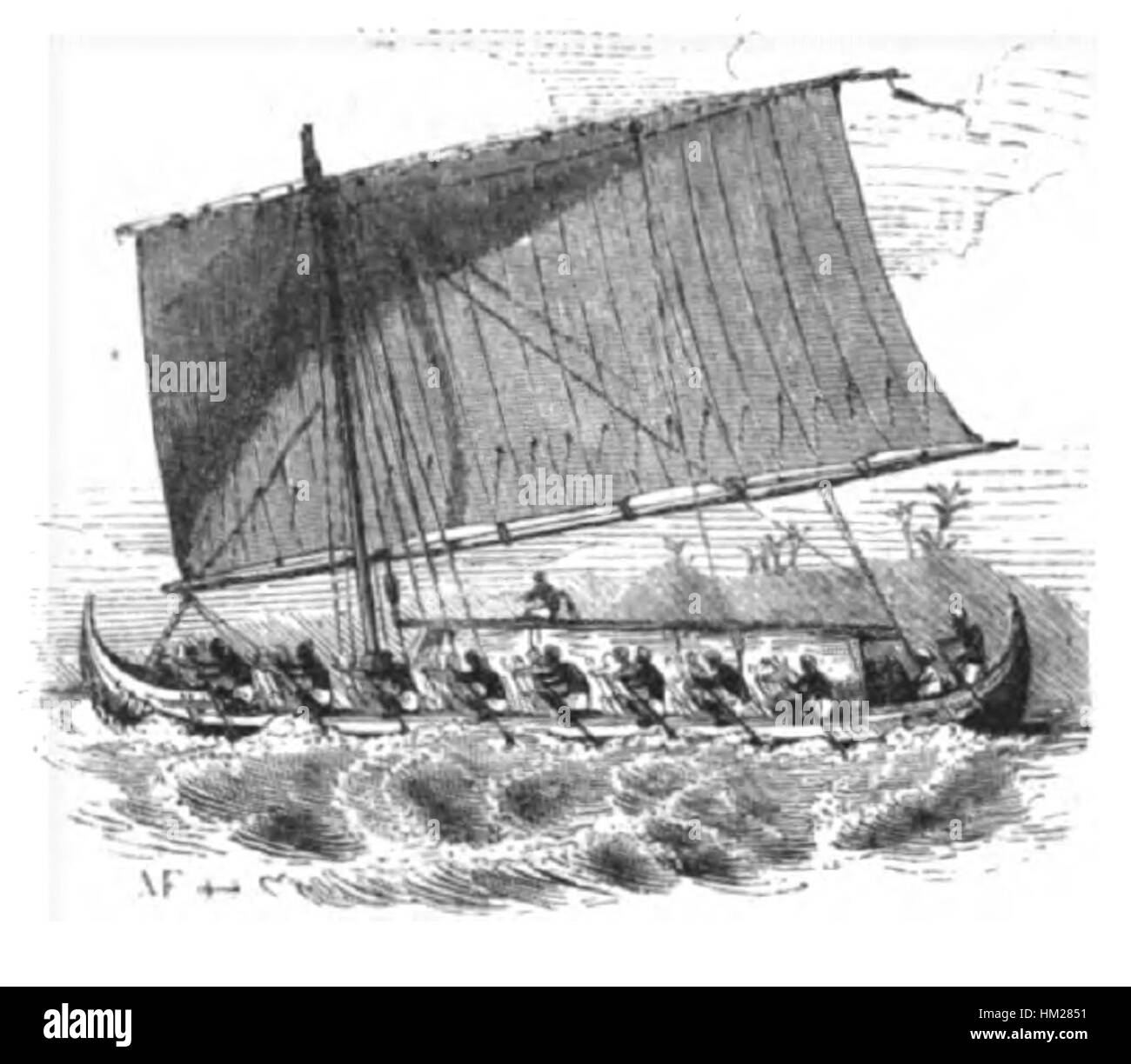 Ein Gemälde aus dem 19. Jahrhundert mit dem Titel „La Marine“ des Künstlers Pacini. Das Kunstwerk stellt Marineszenen dar, die die maritimen Themen und den historischen Kontext der Epoche widerspiegeln. Das Bild fängt die Stärke und Majestät der Marineschiffe in einem detaillierten, klassischen Stil ein, der typisch für die europäische Kunst des 19. Jahrhunderts ist. Stockfoto