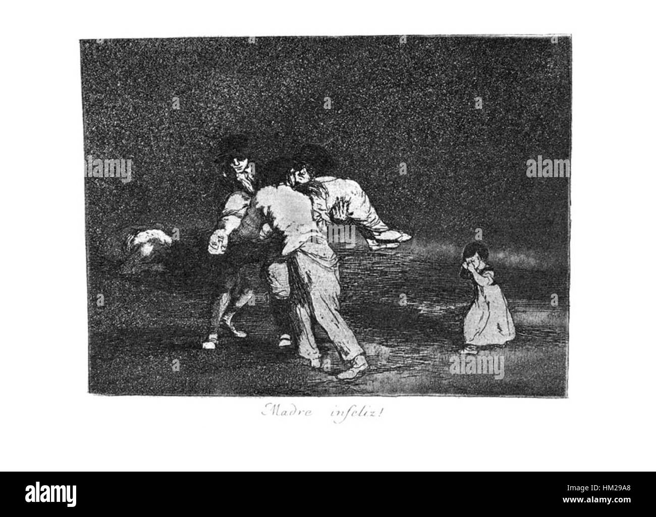 Dieses Gemälde von Francisco Goya mit dem Titel „Goya-Guerra (50)“ ist Teil seiner berühmten Serie von Werken, die den Krieg und seine Auswirkungen darstellen. Die Künstlerin nutzt mächtige Bilder, um die Schrecken und das menschliche Leid zu vermitteln, die durch Konflikte verursacht werden. Stockfoto