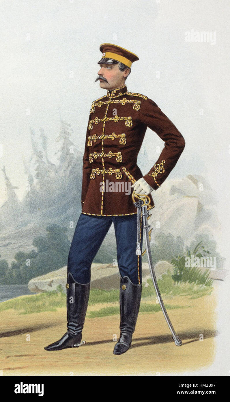 Das Husar-Achtyr-Regiment war eine bedeutende militärische Einheit im Russischen Reich, die für ihre Rolle in verschiedenen Konflikten bekannt war. Dieses Kunstwerk fängt die Uniform und Geschichte des Regiments ein und spiegelt seine Bedeutung für das russische Militärerbe wider. Stockfoto