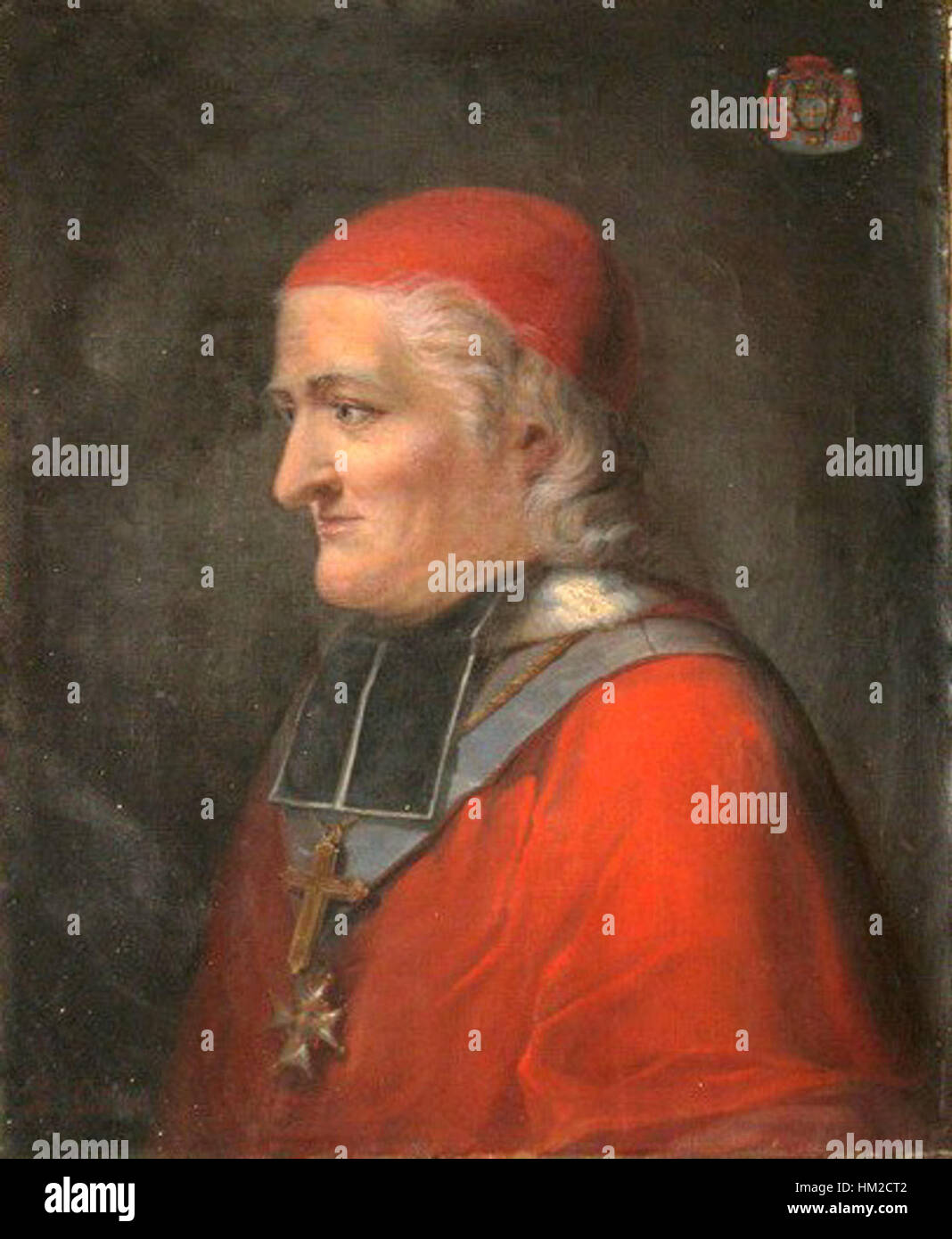 Das Porträt des Kardinals de la Luzerne von Guidel fängt die würdevollen Züge des französischen Kirchenbeamten im 18. Jahrhundert ein. Das Werk demonstriert Guidels Können, zarte Gesichtsausdrücke und reiche Kleidung für die Zeit zu vermitteln. Stockfoto