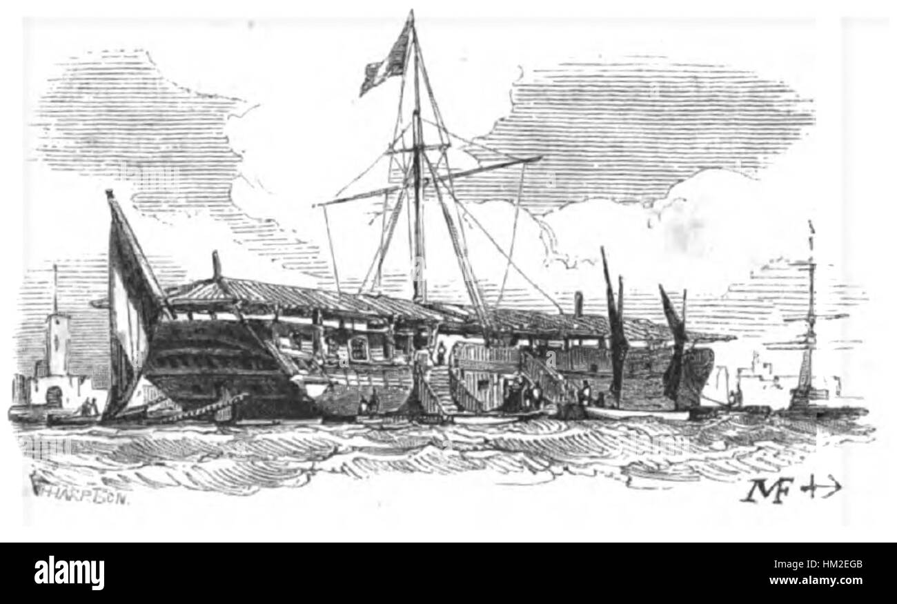 „La Marine“ von Pacini ist ein Ölgemälde, das maritime Themen erforscht und eine Schiffs- oder Marineszene zeigt, die typisch für den Fokus des Künstlers auf die Themen der Seefahrt ist. Das Gemälde spiegelt sowohl die Macht als auch die Schönheit der Seestreitkräfte wider und betont maritime Kultur und militärische Themen aus dieser Zeit. Stockfoto