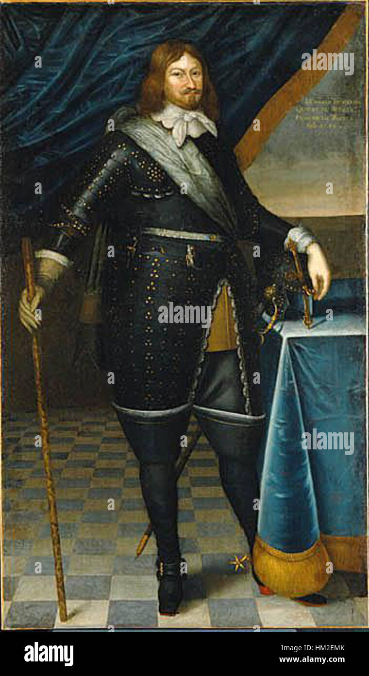 Lennart Torstenson (1603–1651) war ein schwedischer General und Feldmarschall während des Dreißigjährigen Krieges. Bekannt für seine Artillerie-Expertise spielte er eine Schlüsselrolle beim militärischen Erfolg Schwedens während des Konflikts. Stockfoto