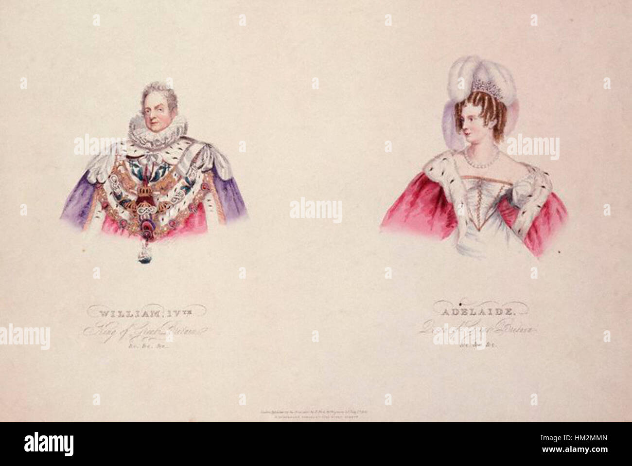 König Wilhelm IV. und Adelaide Amelia Louisa Theresa Caroline von Sachsen-Coburg-Meiningen (1830) Stockfoto