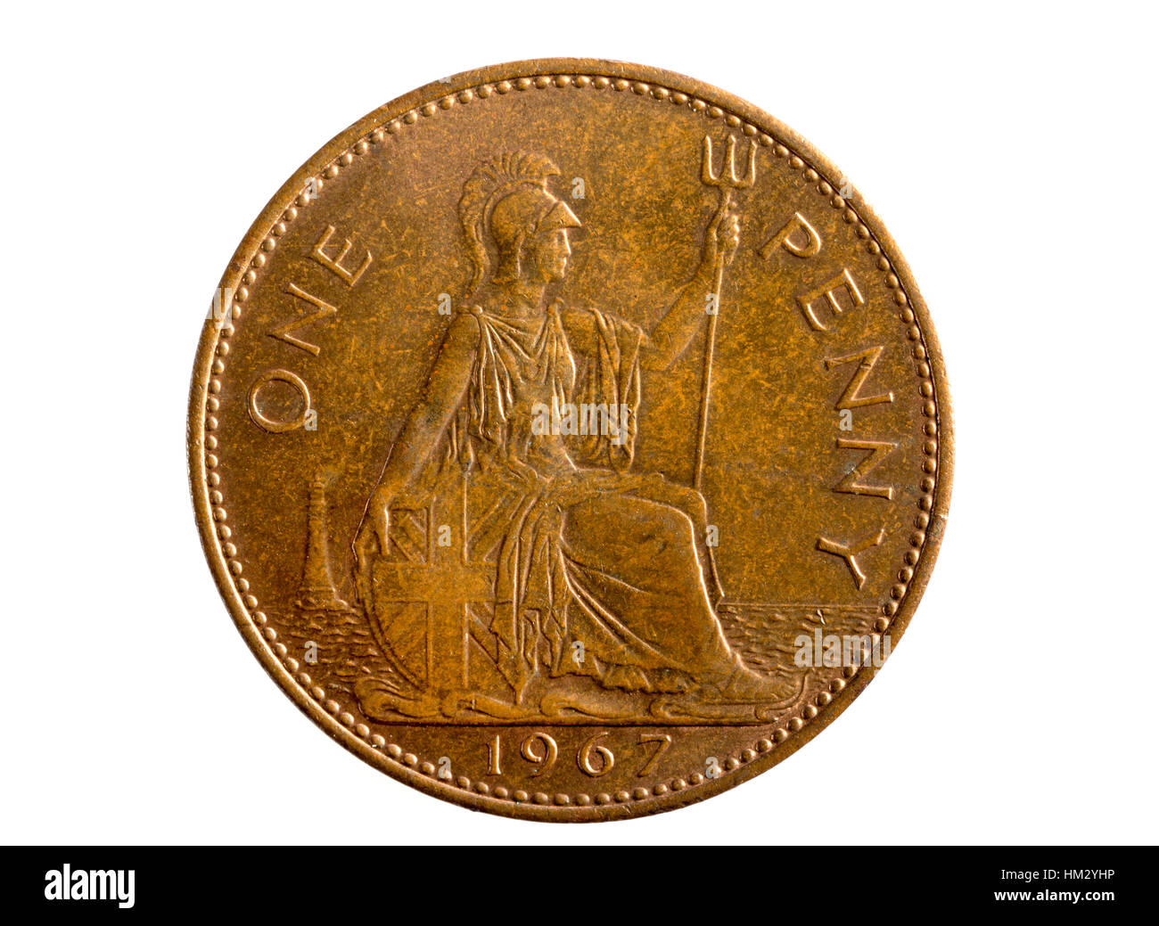 Eine One Penny alte britische kaiserliche Münze Stockfoto