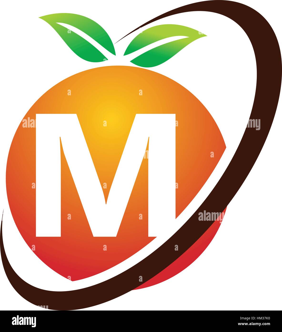Orange Frucht Buchstabe M Stock Vektorgrafik Alamy