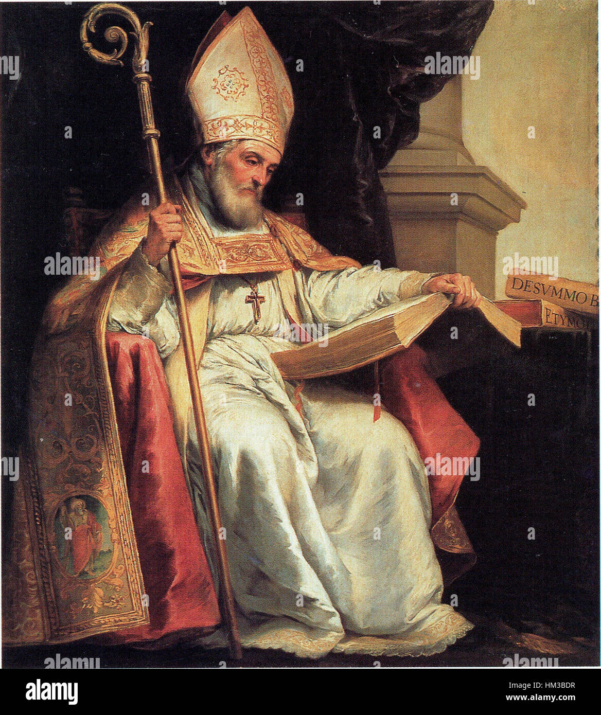 Isidor von Sevilla war eine bedeutende historische Persönlichkeit, bekannt für seine Beiträge zur mittelalterlichen Gelehrsamkeit. Seine Theologie- und Geschichtswerke prägten das frühchristliche Denken und bewahrten das Wissen für zukünftige Generationen. Stockfoto