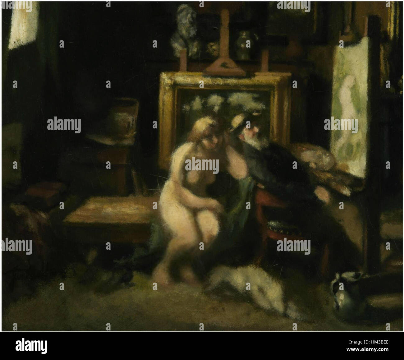 Jan Stobbaerts' „Rest von Diana“ fängt den ruhigen Moment der griechischen Göttin Diana ein, die nach einer Jagd ruht. Das Werk zeichnet sich durch seine Darstellung mythologischer Figuren in der klassischen europäischen Kunst aus. Stockfoto