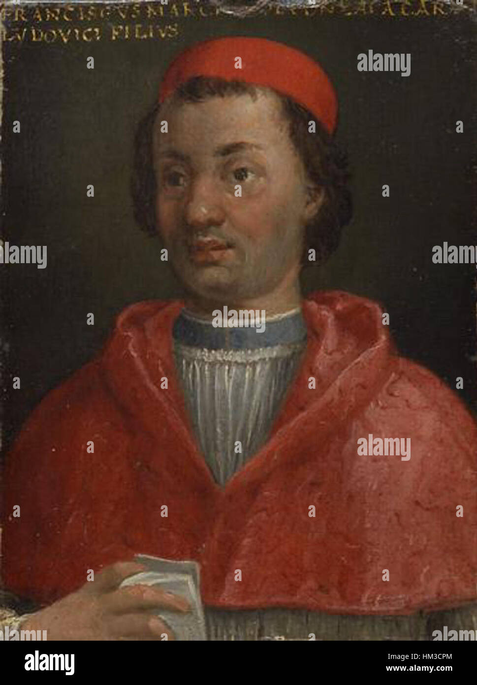 Kardinal Francesco Gonzaga war ein prominenter italienischer Kardinal aus dem 16. Jahrhundert und Mitglied der einflussreichen Familie Gonzaga. Er spielte eine Schlüsselrolle in den kirchlichen und politischen Angelegenheiten seiner Zeit, diente im Vatikan und beeinflusste religiöse Angelegenheiten. Stockfoto