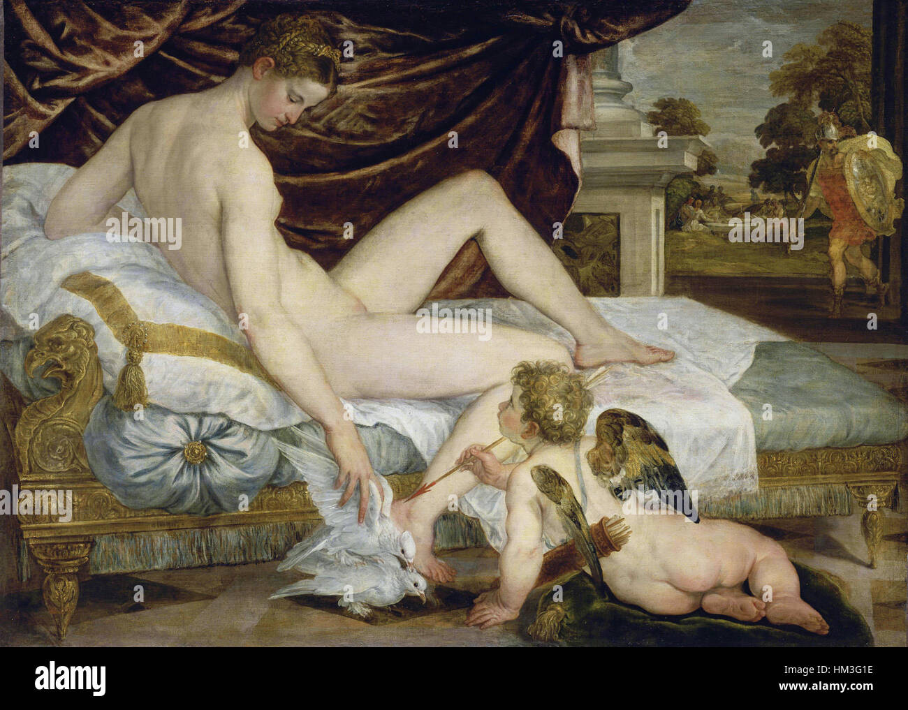 Lambert Sustris - Venus und Liebe - Louvre Stockfoto