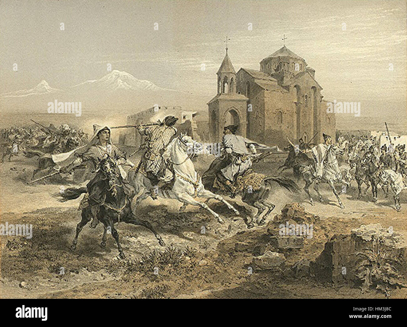 Grigorij Gagarin. Escarmouche de Persans et de Kurdes Stockfoto