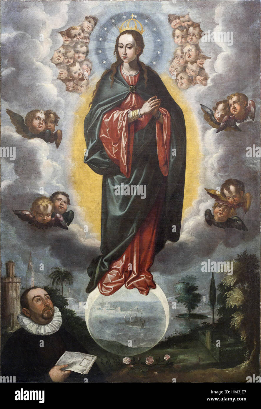 Inmaculada con Miguel del Cid, de Francisco Pacheco. (Catedral de Sevilla) Stockfoto