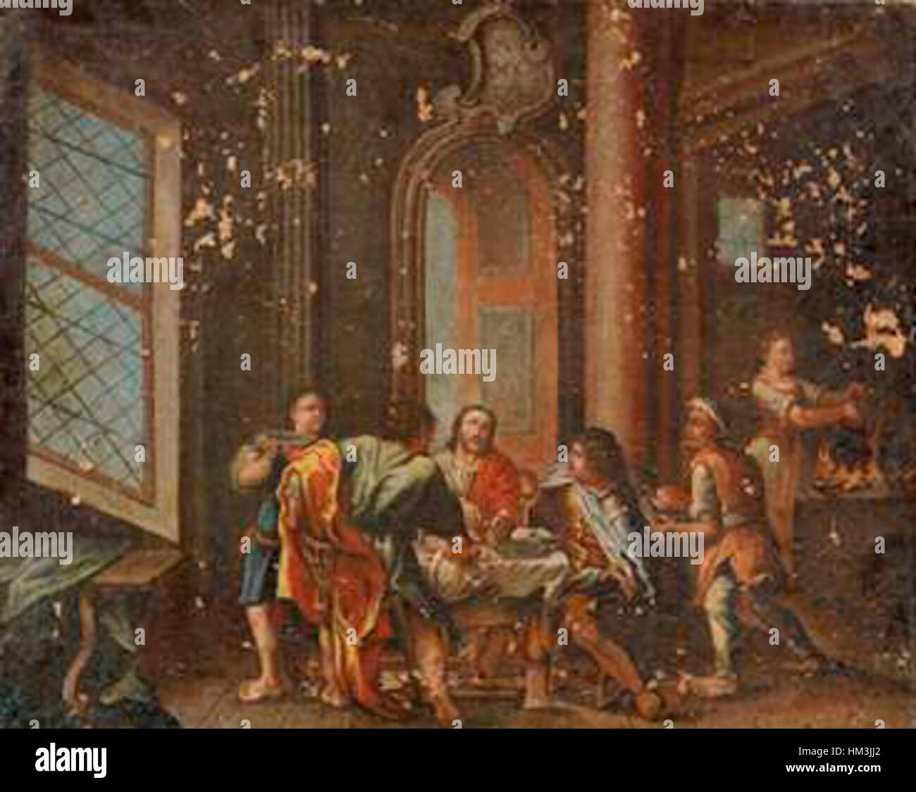 Kristus V Emavsu (Christus in Emmaus), gemalt 1756, ist ein religiöses Kunstwerk, das das Erscheinen Christi für zwei seiner Jünger nach seiner Auferstehung darstellt. Das Stück fängt einen Schlüsselmoment in der christlichen Tradition ein, mit satter Farbe und emotionalem Ausdruck. Stockfoto