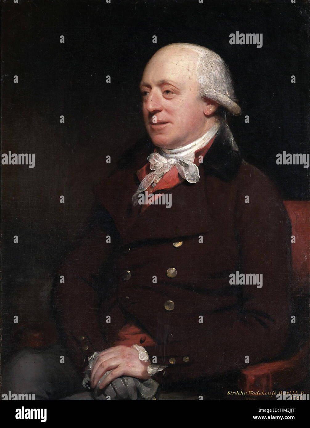 William Beecheys Porträt von John Wodehouse, Abgeordneter für Norfolk (1741–1834), ist eine formale Darstellung des britischen Politikers. Das Gemälde spiegelt die Kunst des Künstlers wider, den Status und die Persönlichkeit politischer Persönlichkeiten dieser Zeit zu schildern. Stockfoto