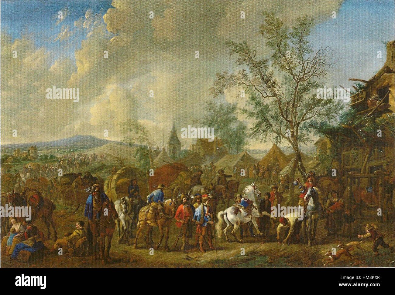 Jan Frans van Bredael (I) - Lagerszene Vor Einem Dorf Stockfoto