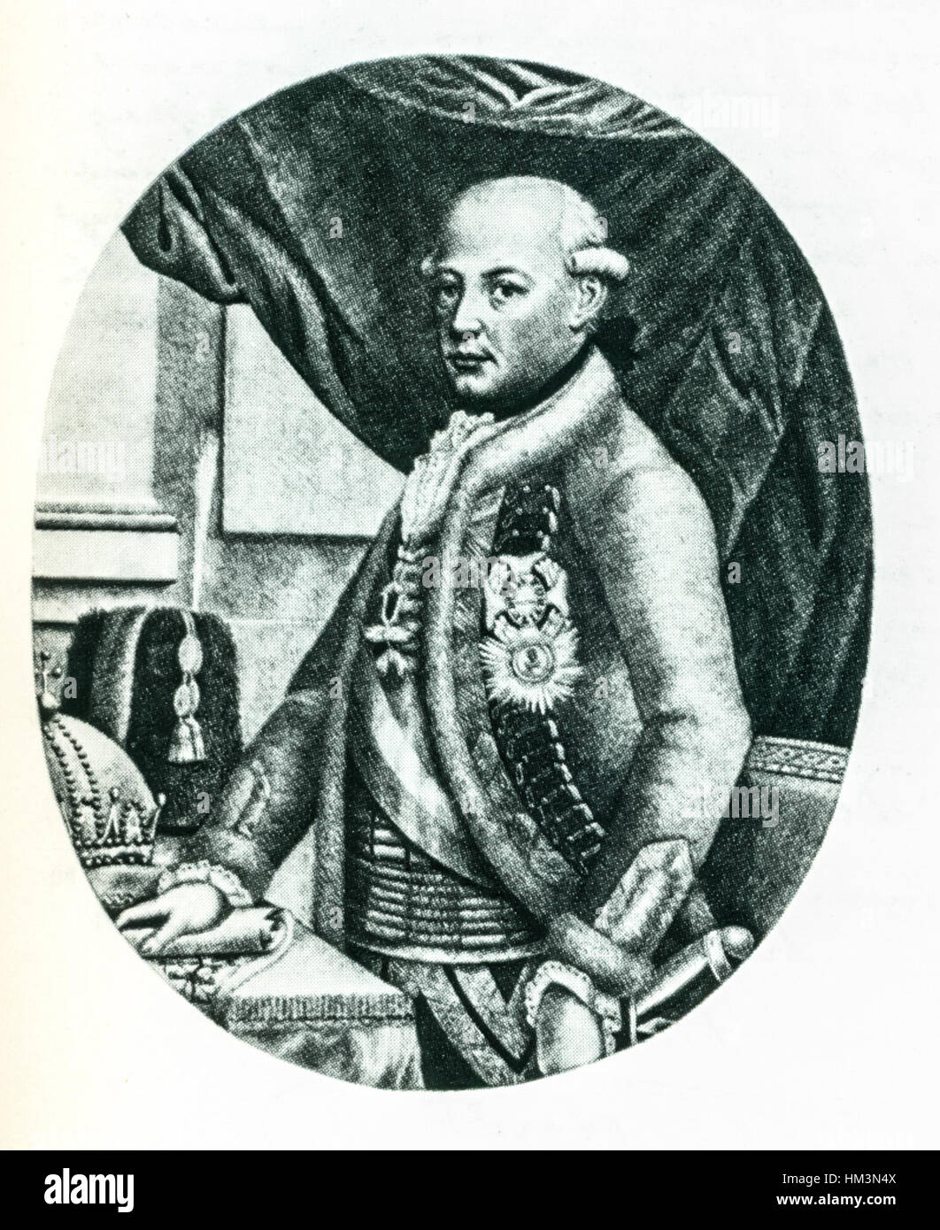 Leopold II. mit der Heiligen Krone von Ungarn Stockfoto