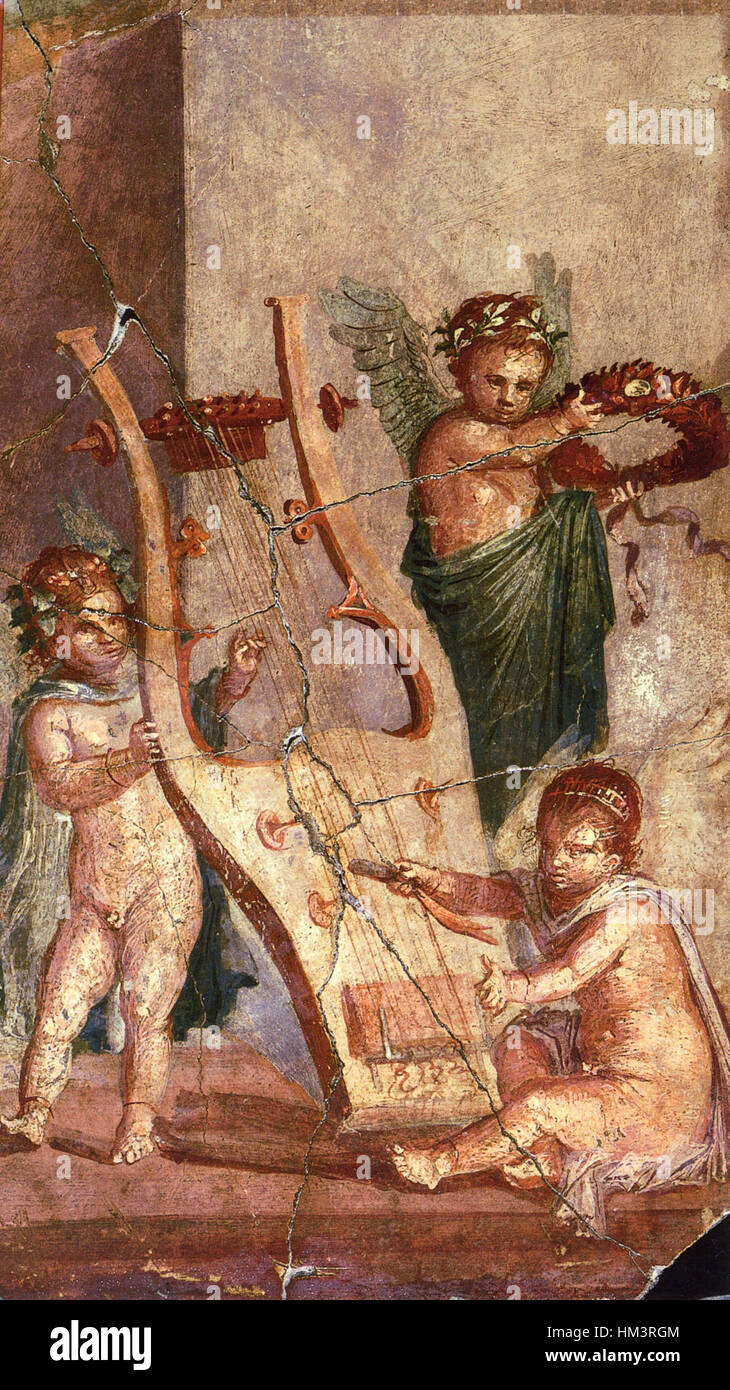 Herculaneum - Leier und Amoretten Stockfoto