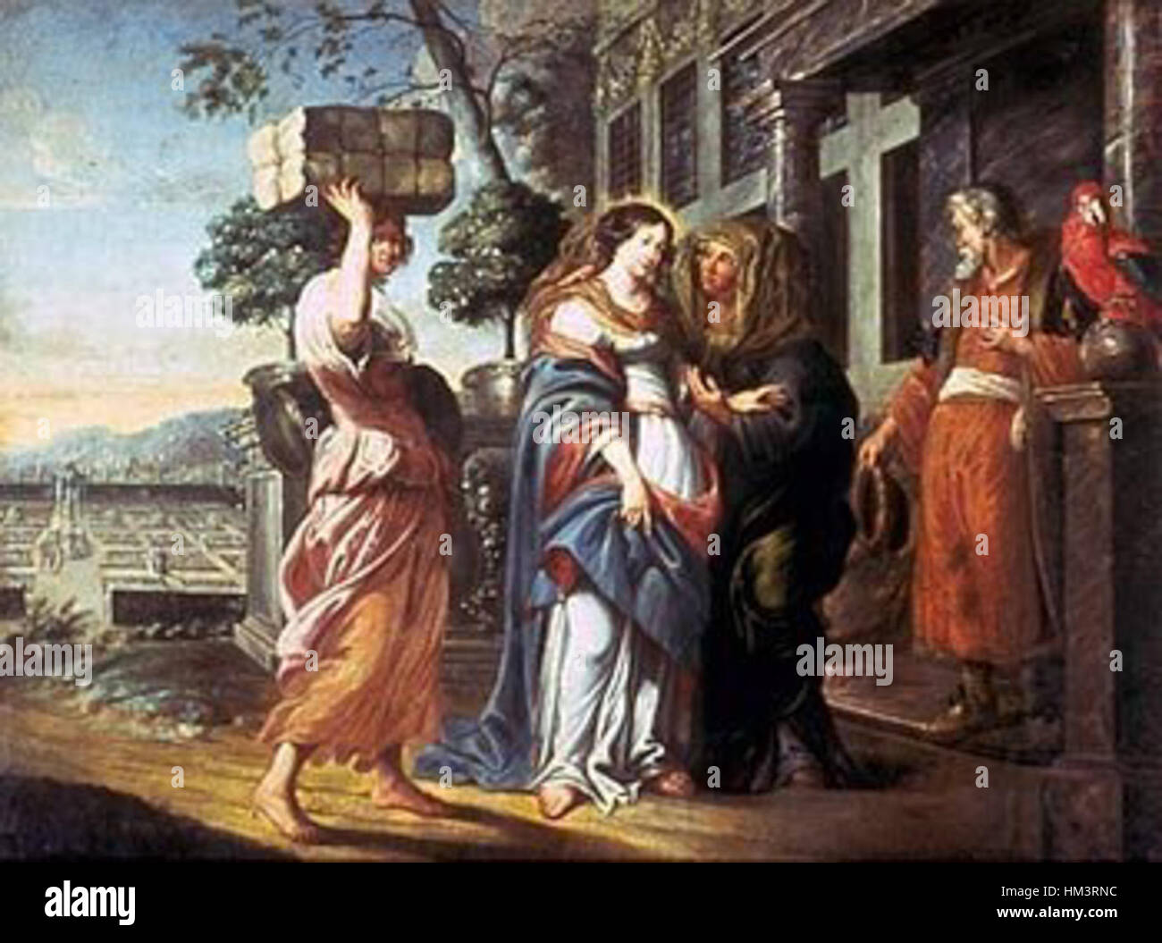 Heimsuchung in der Unionskirche ist ein Gemälde, das die Besuche der Jungfrau Maria bei ihrer Cousine Elisabeth darstellt. Das Kunstwerk, das sich in der Unionskirche befindet, fängt einen Moment von tiefer religiöser Bedeutung ein und spiegelt den Kunststil der damaligen Zeit wider. Es stellt Marias Demut und Anmut in der Szene dar und unterstreicht die heilige Natur des Ereignisses. Stockfoto