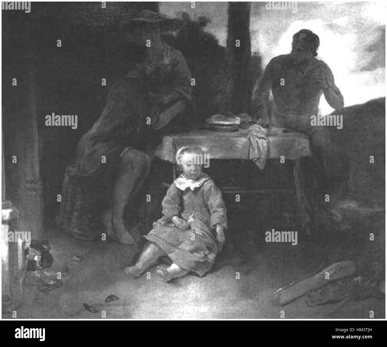 Jan van Noordts *Satyr* stellt eine mythische Kreatur aus der griechischen Mythologie dar, die oft als Symbol für Unfug und Chaos angesehen wird. Das Gemälde verwendet dramatische Kontraste von Licht und Dunkelheit, um den Satyr zum Leben zu erwecken. Stockfoto