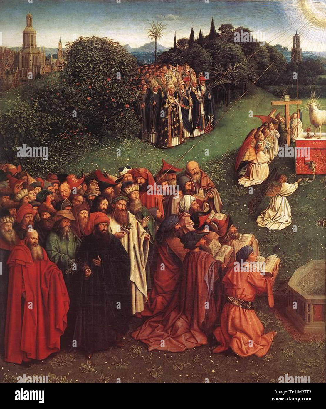 Jan Van Eyck - The Gent Altarbild - Anbetung des Lammes (Detail) - WGA07655 Stockfoto