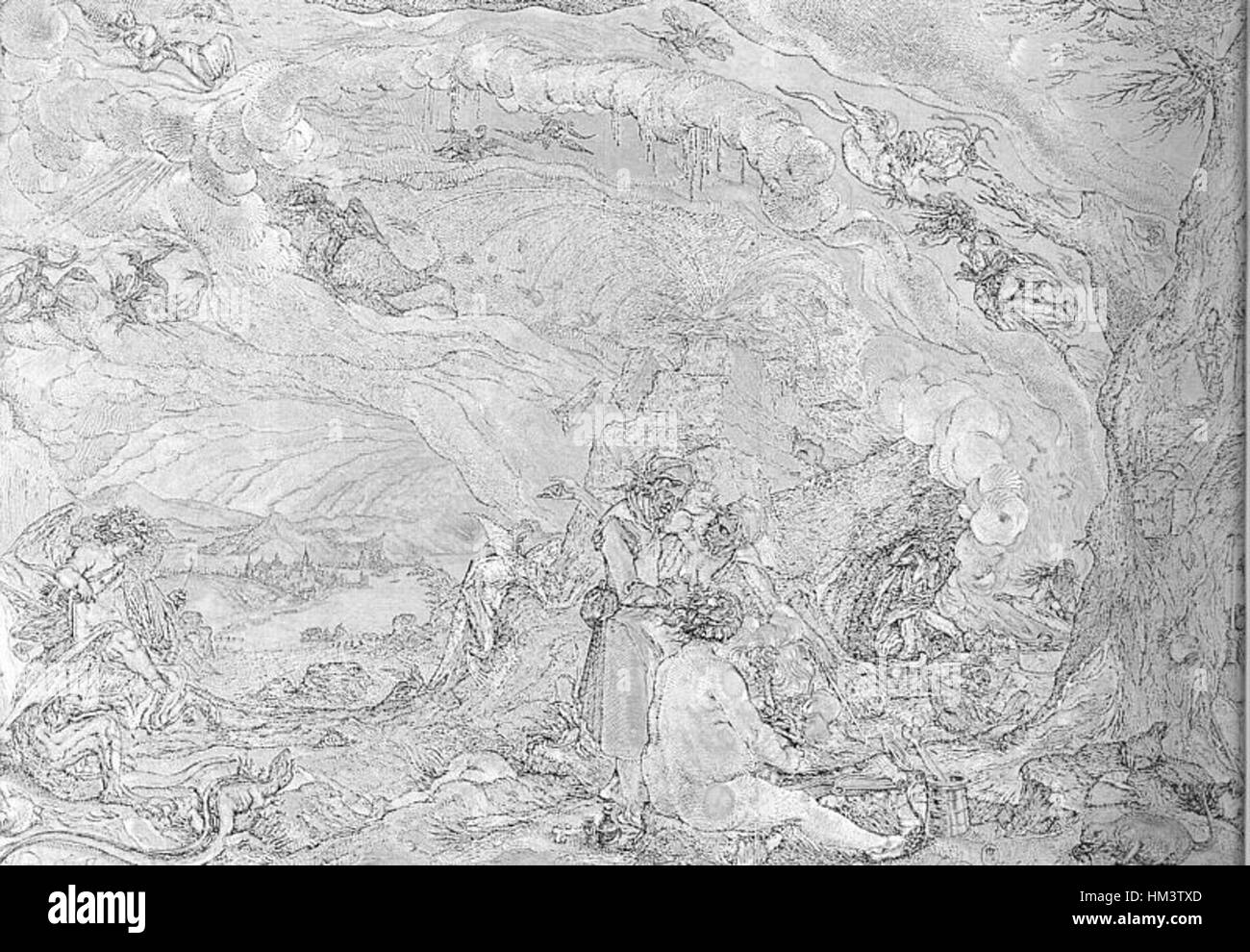 Jacques de Gheyn (I) - die Hexenküche - Gravur - 1500 s Stockfoto