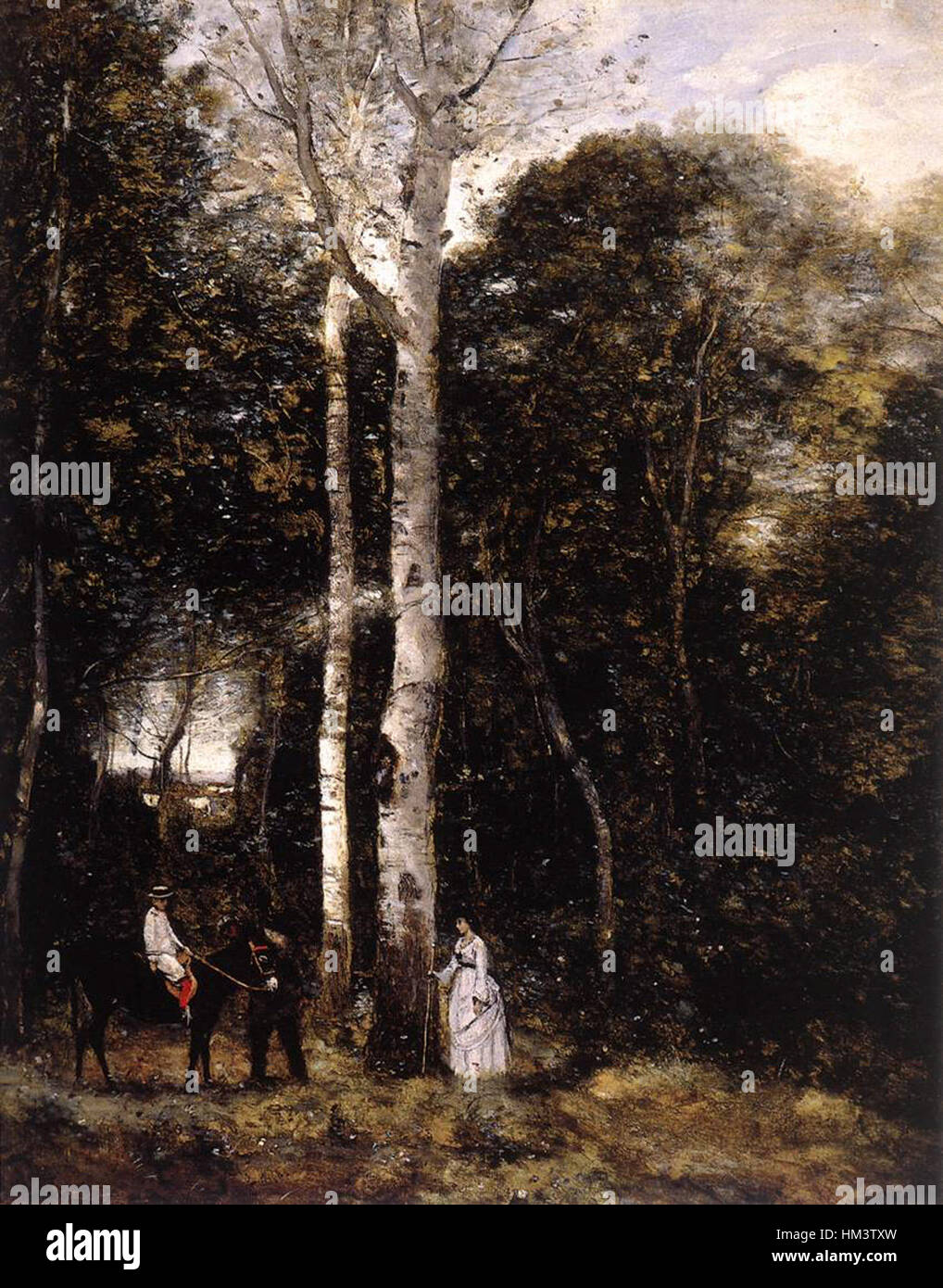 Jean-Baptiste-Camille Corot - Promenade in den Parc des Löwen in Port-Marly - WGA5301 Stockfoto