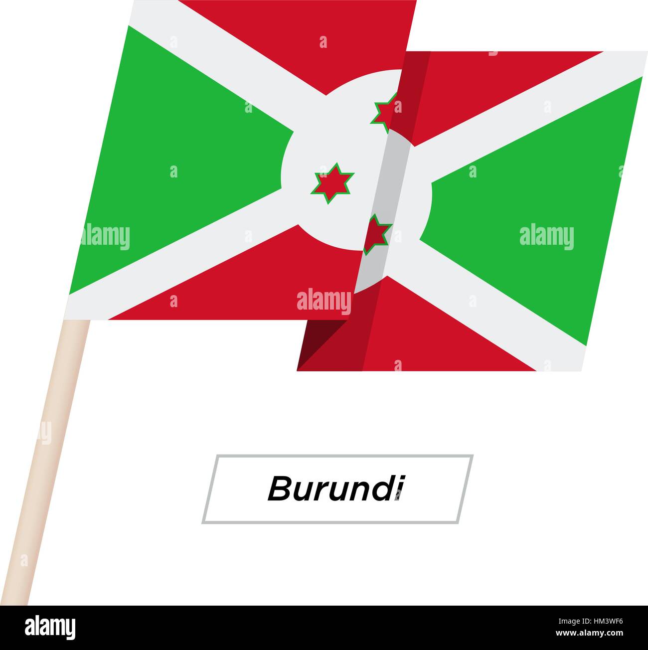 Burundi Band winken Flag, Isolated on White. Vektor-Illustration. Stock Vektor