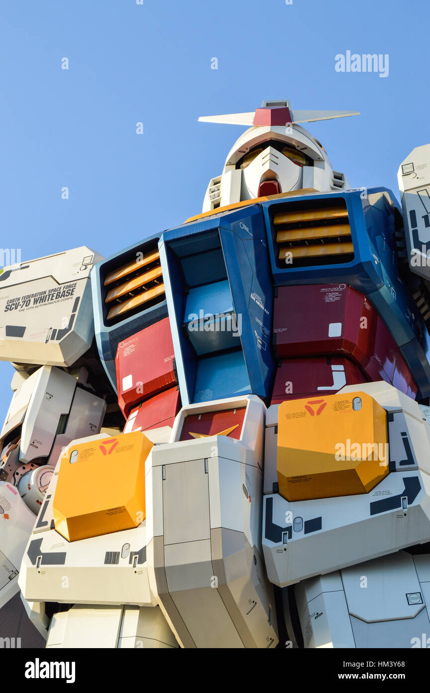 Odaiba, Tokyo, Japan - 13. Januar 2014: riesige Gundam Roboter Statue in Odaiba. Stockfoto
