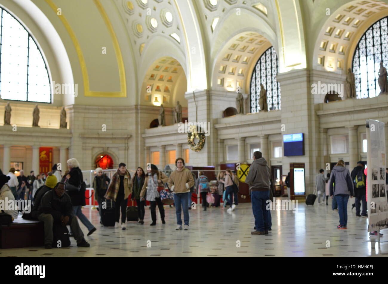 Haupteingangshalle der Union Station für Weihnachten dekoriert Stockfoto