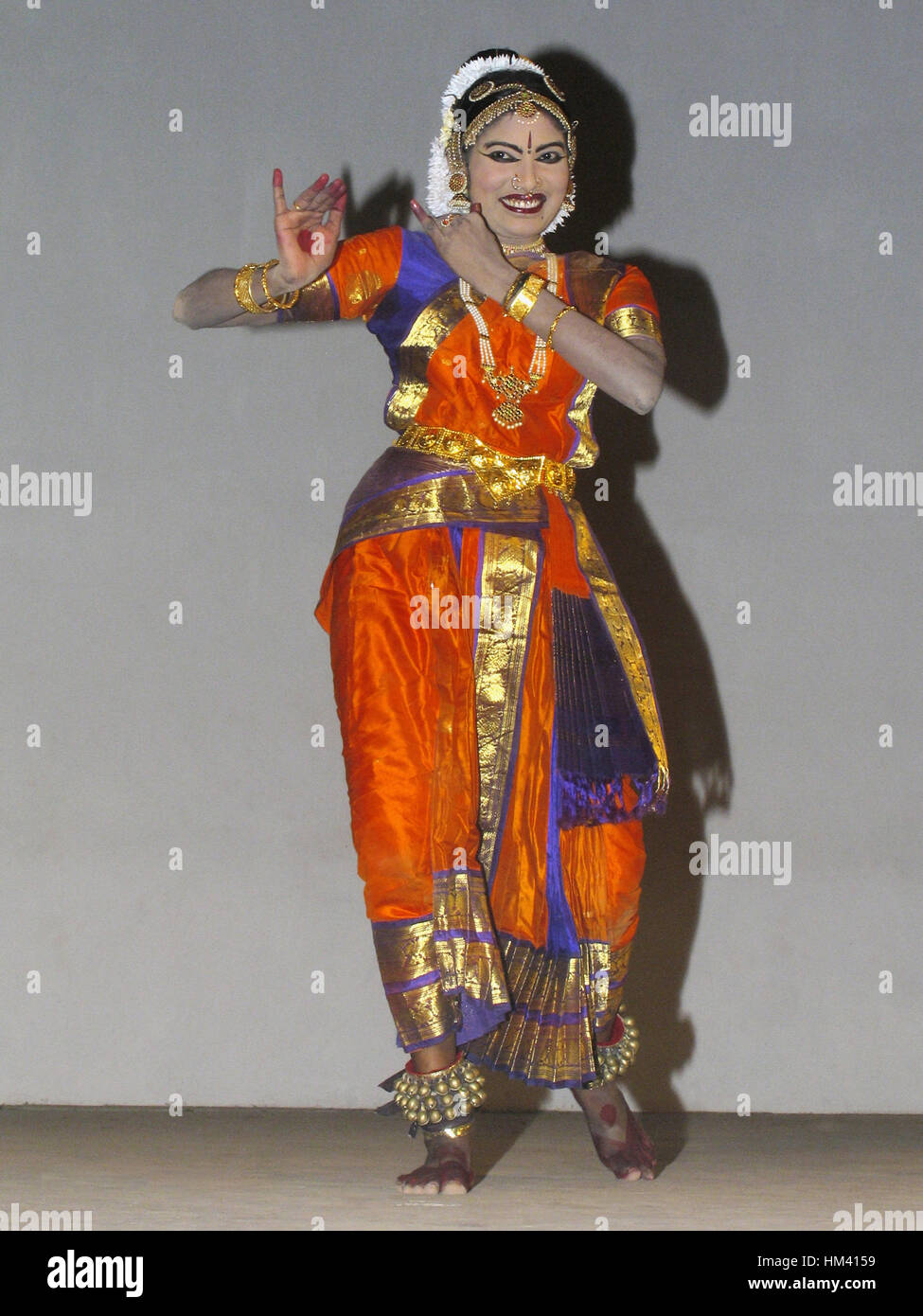 Bharata Natyam Performer während Onam Festival, Trivandrum, Kerala, Indien Stockfoto