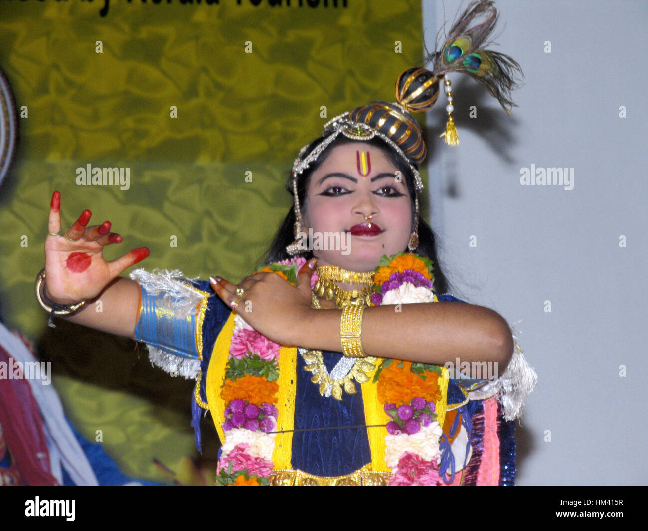 Bharata Natyam Performer während Onam Festival, Trivandrum, Kerala, Indien Stockfoto
