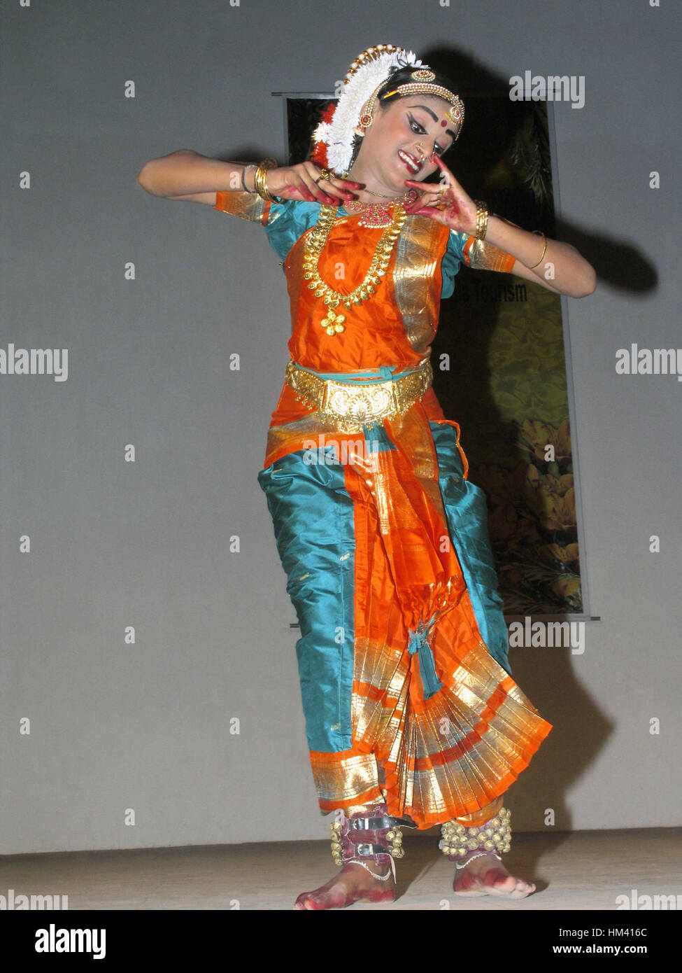 Bharata Natyam Performer während Onam Festival, Trivandrum, Kerala, Indien Stockfoto