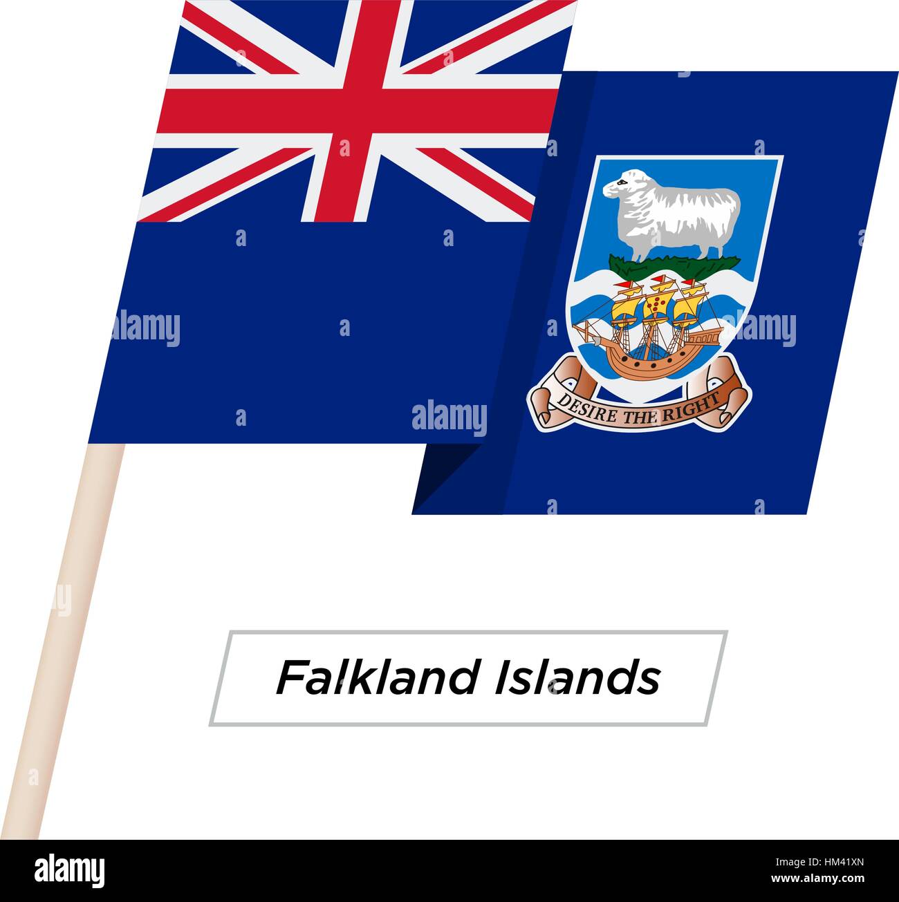 Falkland-Inseln Ribbon wehende Flagge, Isolated on White. Vektor-Illustration. Stock Vektor