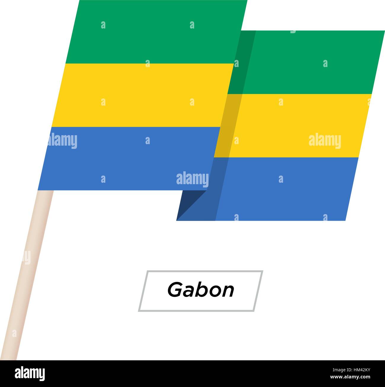 Gabun Band Waving Flag Isolated on White. Vektor-Illustration. Stock Vektor