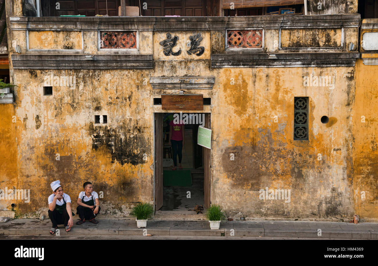Den gelben Wänden von der malerischen Altstadt von Hoi an An, Vietnam Stockfoto