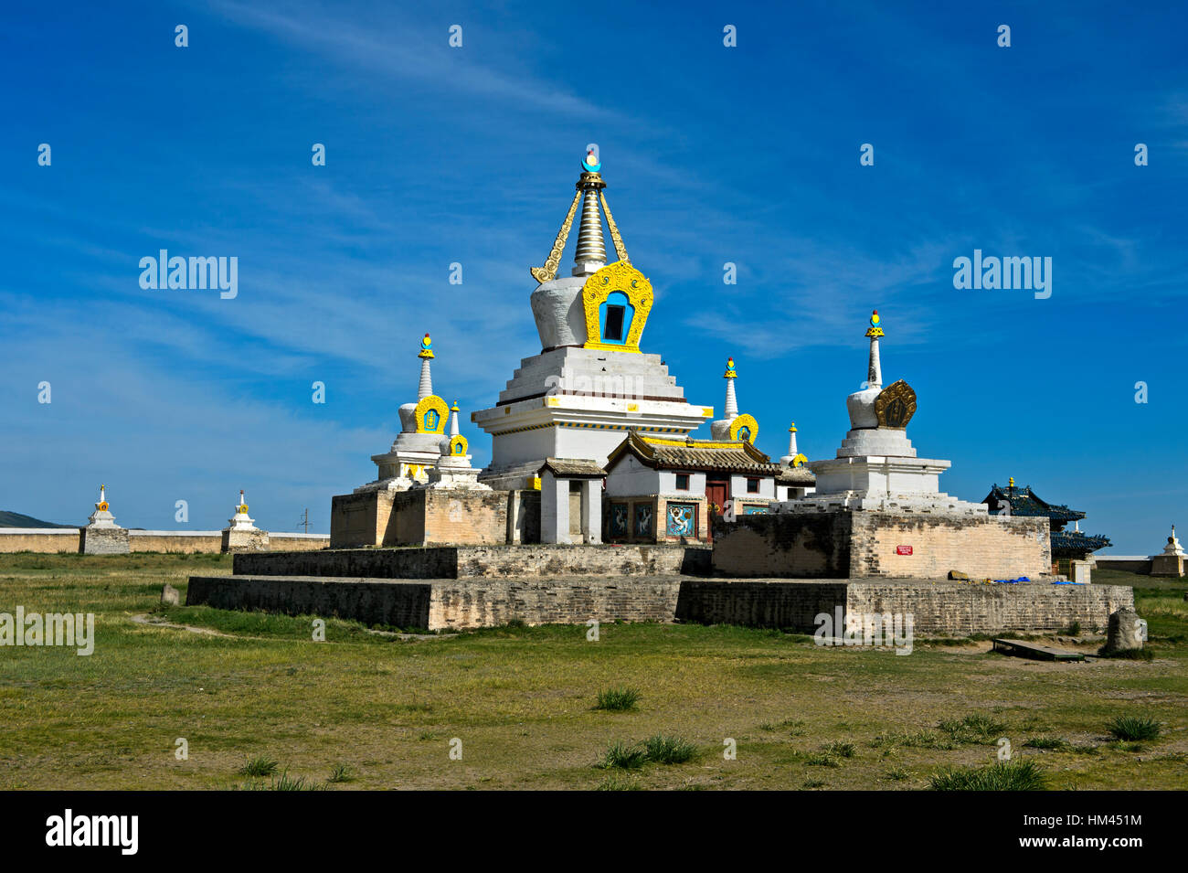 Goldene Stupa, Bodhi Suburgan, Erdene Zuu Klosters, Karakorum, Kharkhorin, Övörkhangai Aimag, Mongolei Stockfoto