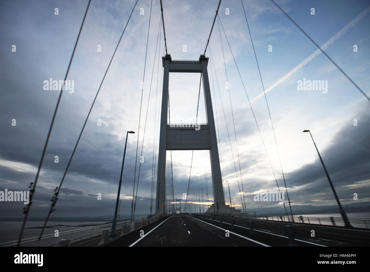 M48 Severnbrücke über den Fluss Severn Wales und England Grenze. Stockfoto