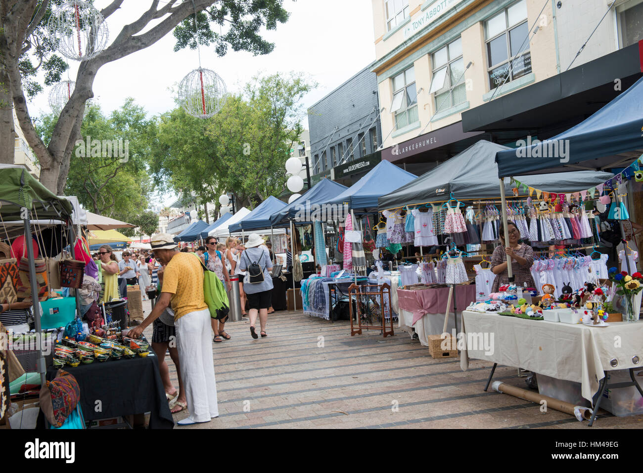 Boxing Day Straßenmarkt in Manly, Beach, Sydney, New South Wales Australien gebucht Stockfoto