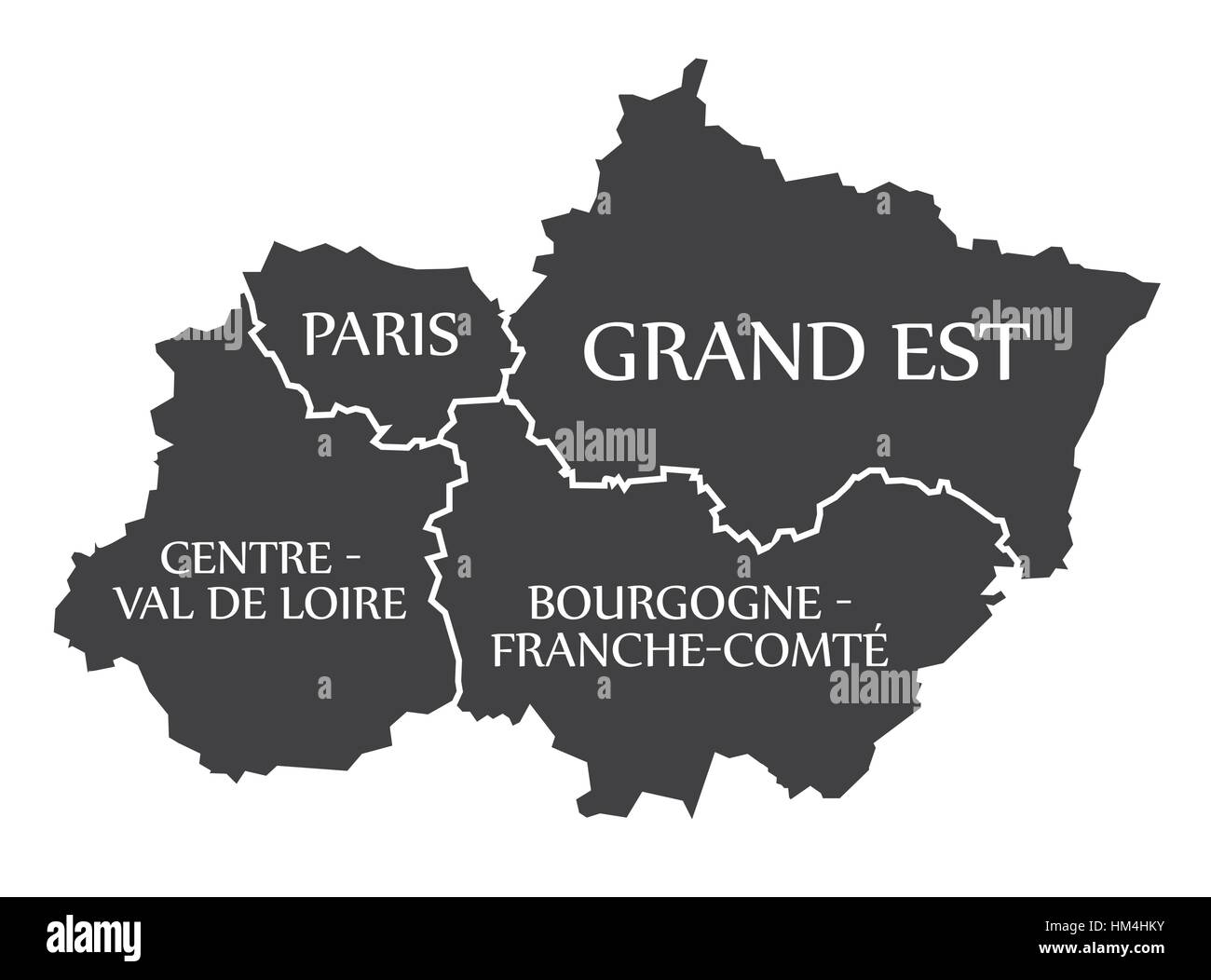 Paris - Grand Est - Centre - Val de Loire - Bourgogne Karte Frankreich Abbildung Stock Vektor