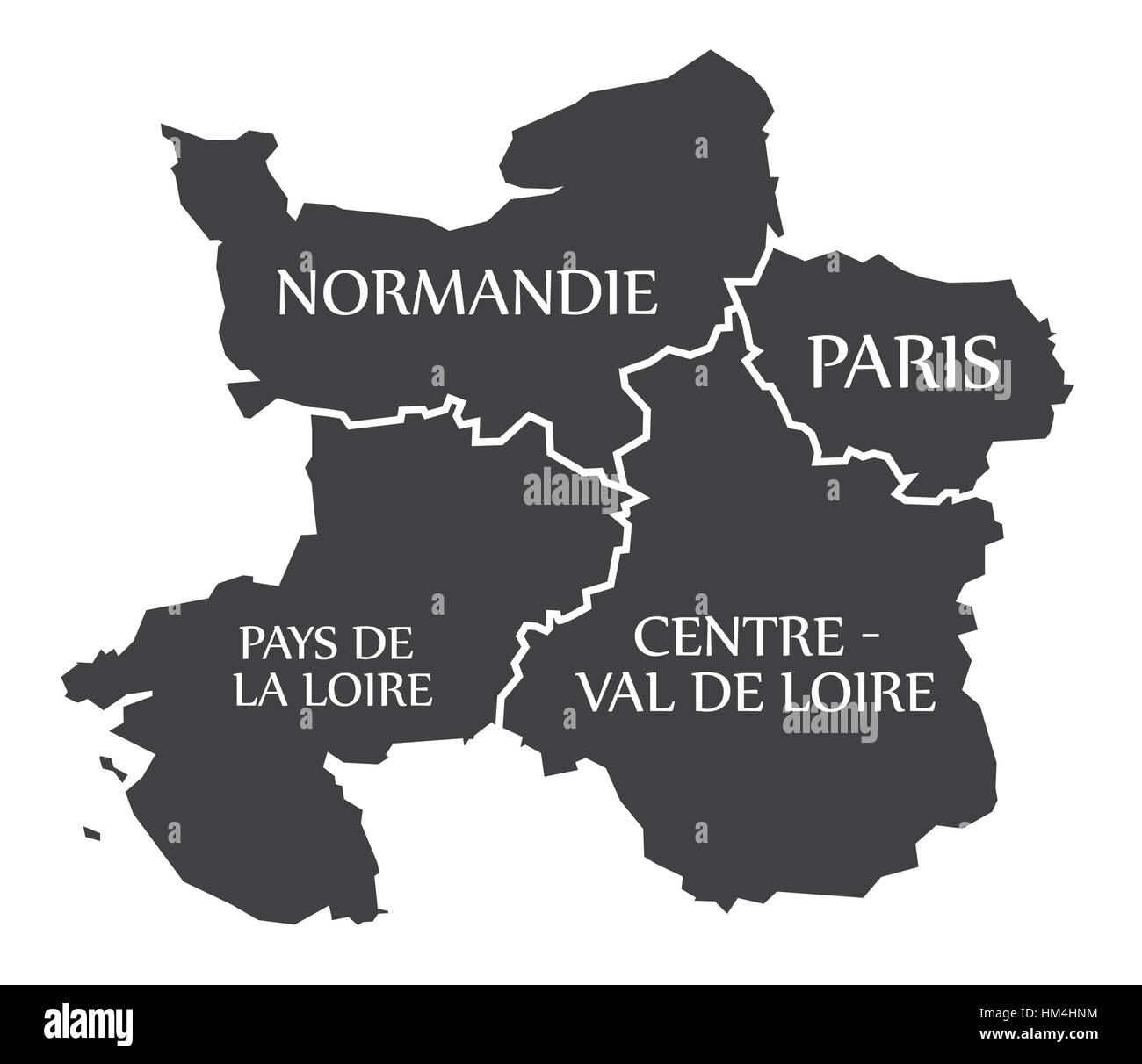 Normandie - Paris - Region Pays De La Loire - Centre - Val de Loire Karte Frankreich Abbildung Stock Vektor