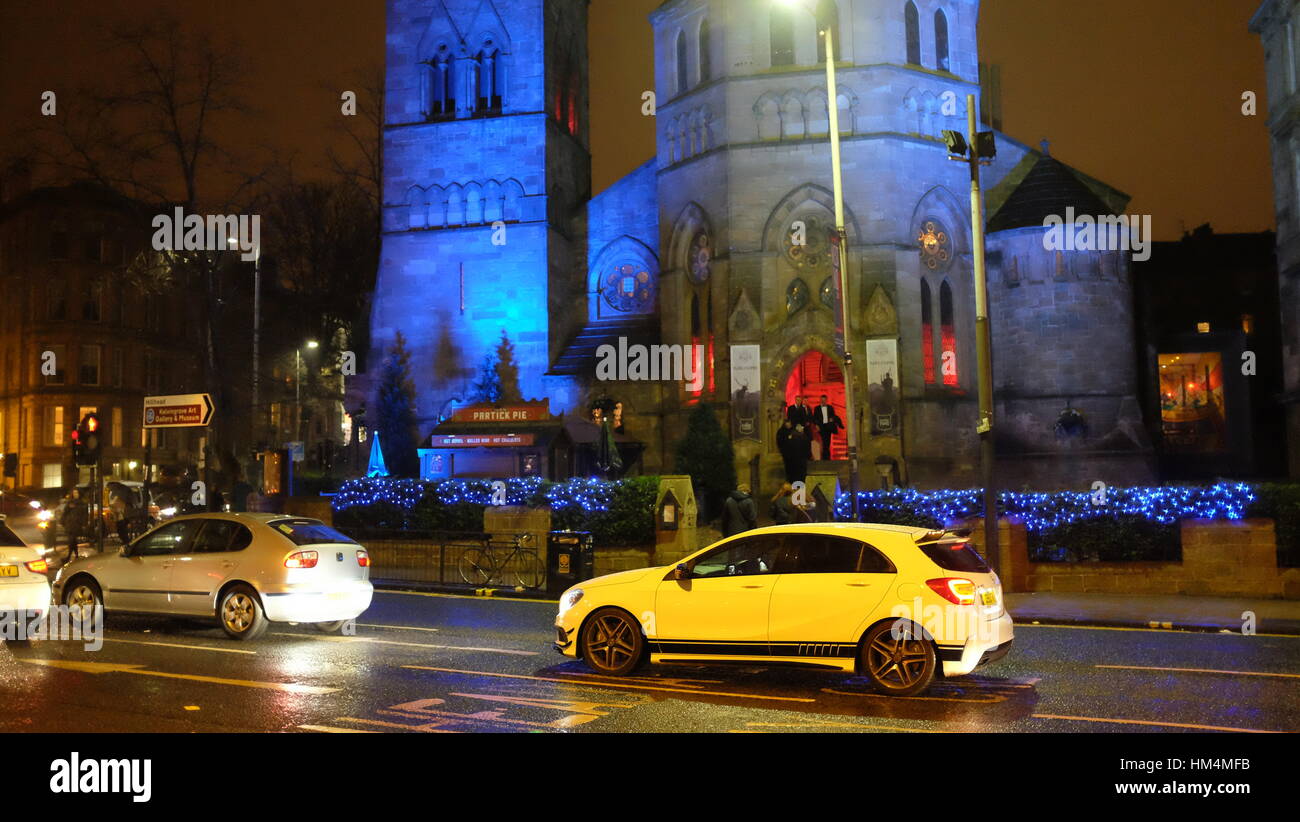 Òran Mór, Byres Road, Glasgow nachts 2017 Stockfoto